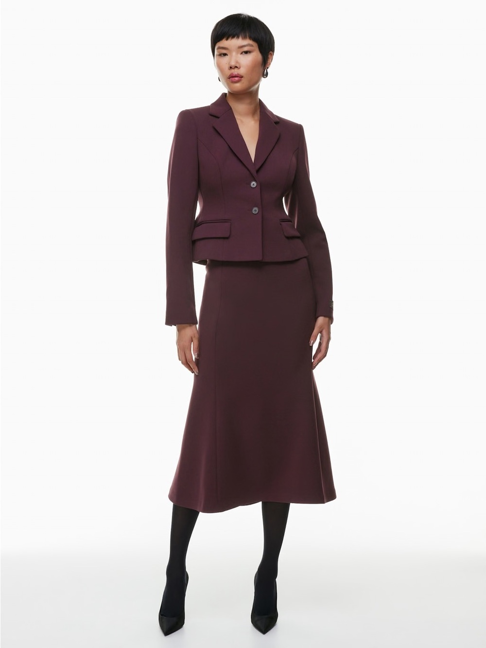 Aritzia Babaton Award Crepe fit-and-flare midi mermaid skirt